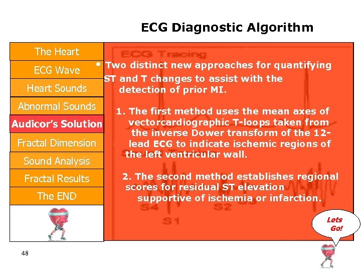 ECG Diagnostic Algorithm The Heart ECG Wave • Two distinct new approaches for quantifying