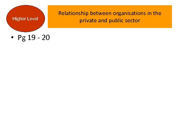 Higher Level • Pg 19 - 20 Relationship between organisations in the private and