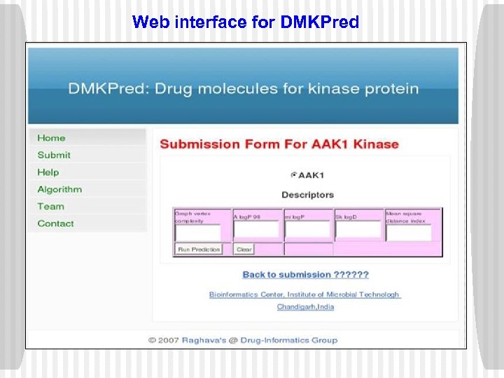 Web interface for DMKPred 