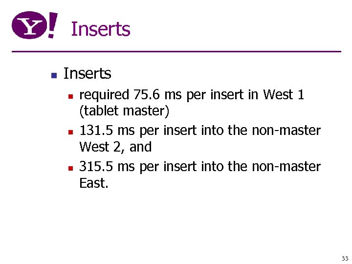 Inserts n n n required 75. 6 ms per insert in West 1 (tablet