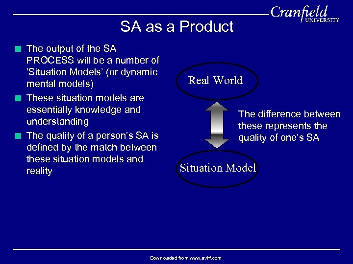 SA as a Product < The output of the SA PROCESS will be a