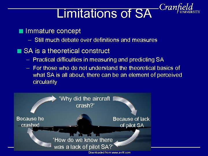 Limitations of SA < Immature concept – Still much debate over definitions and measures