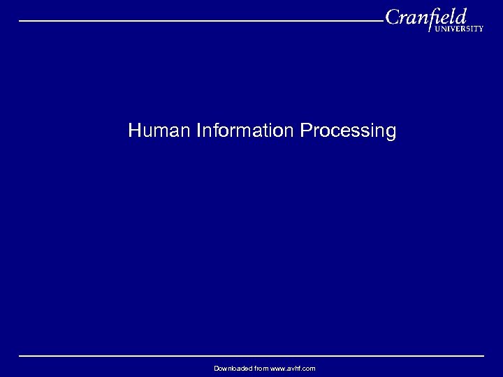 Human Information Processing Downloaded from www. avhf. com 