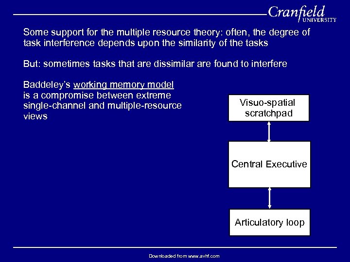 Some support for the multiple resource theory: often, the degree of task interference depends