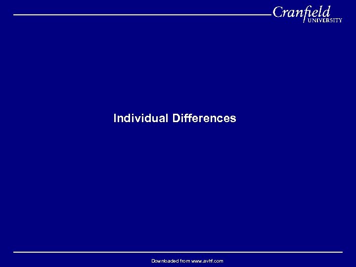 Individual Differences Downloaded from www. avhf. com 