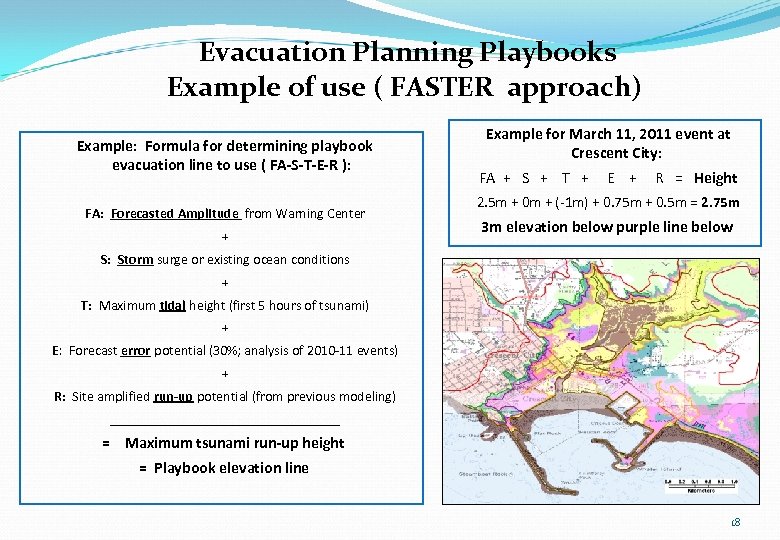 Evacuation Planning Playbooks Example of use ( FASTER approach) Example: Formula for determining playbook