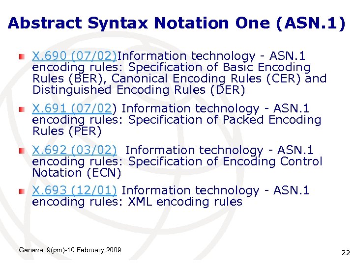 Abstract Syntax Notation One (ASN. 1) X. 690 (07/02)Information technology - ASN. 1 encoding
