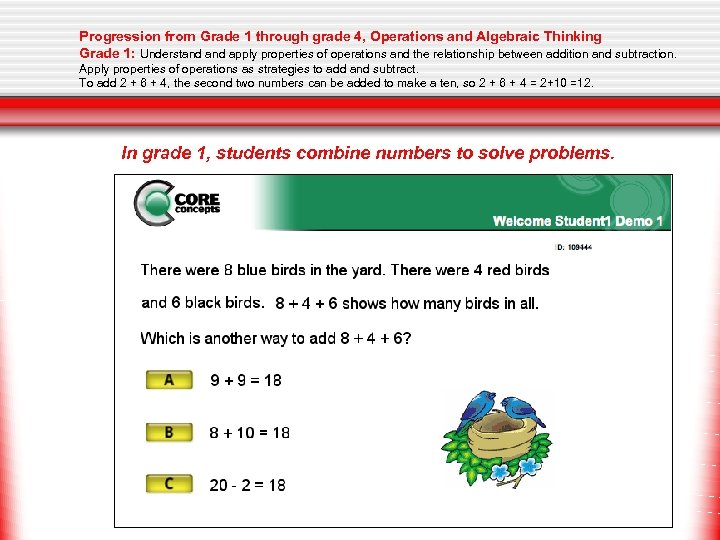 Progression from Grade 1 through grade 4, Operations and Algebraic Thinking Grade 1: Understand
