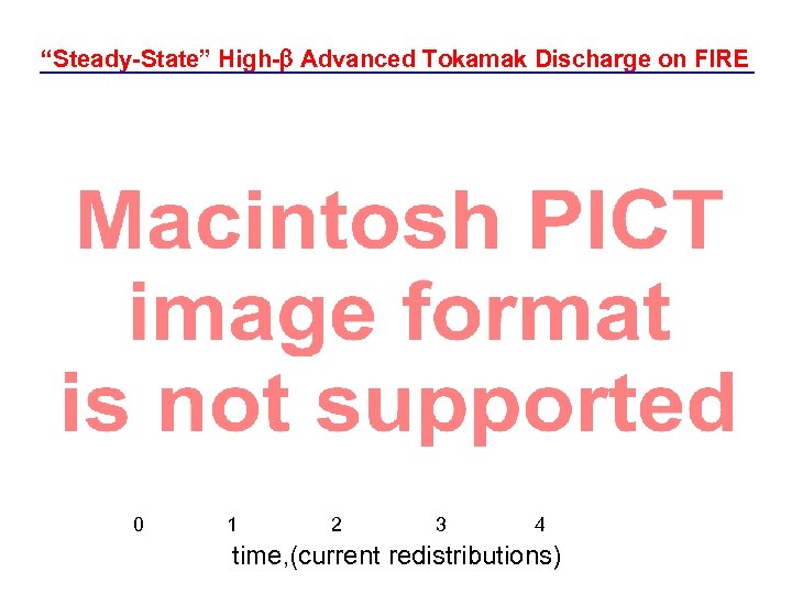 “Steady-State” High-b Advanced Tokamak Discharge on FIRE 0 1 2 3 4 time, (current