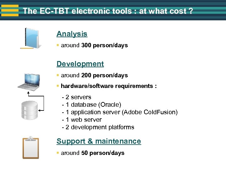 The EC-TBT electronic tools : at what cost ? Analysis § around 300 person/days