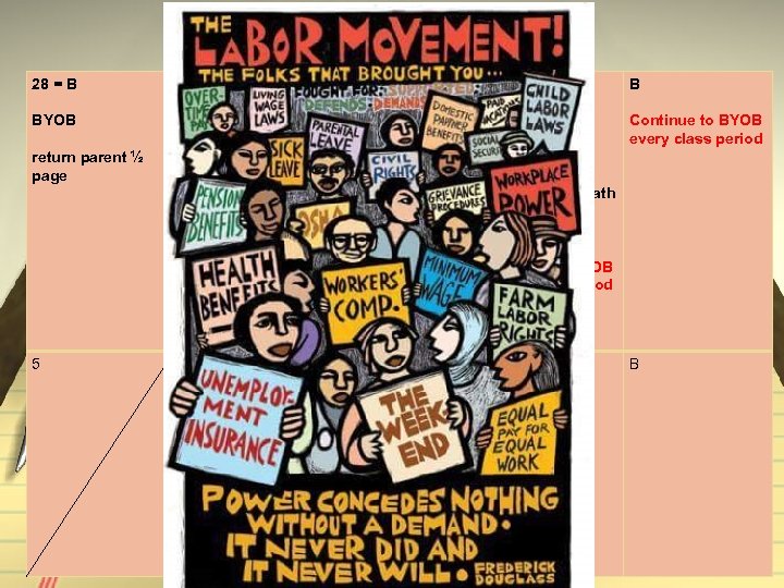 Upcoming. . . 28 = B A B BYOB Bring Current Event return parent