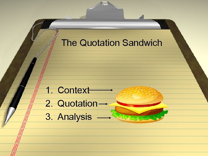 The Quotation Sandwich 1. Context 2. Quotation 3. Analysis 