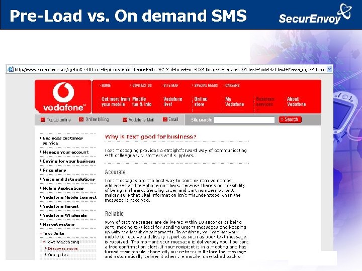 Pre-Load vs. On demand SMS 8 