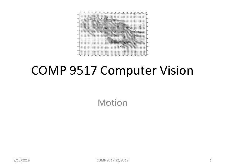 COMP 9517 Computer Vision Motion 3/17/2018 COMP 9517 S 2, 2012 1 