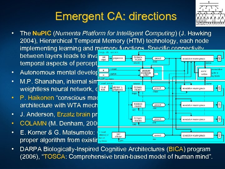 Emergent CA: directions • The Nu. PIC (Numenta Platform for Intelligent Computing) (J. Hawking