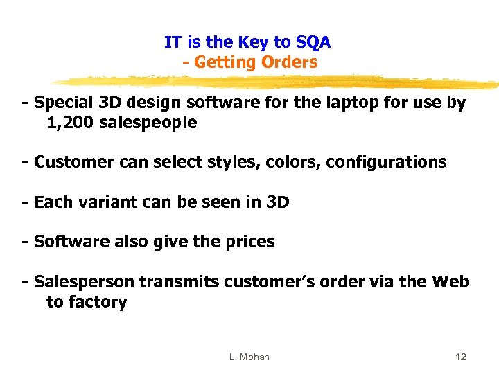 IT is the Key to SQA - Getting Orders - Special 3 D design