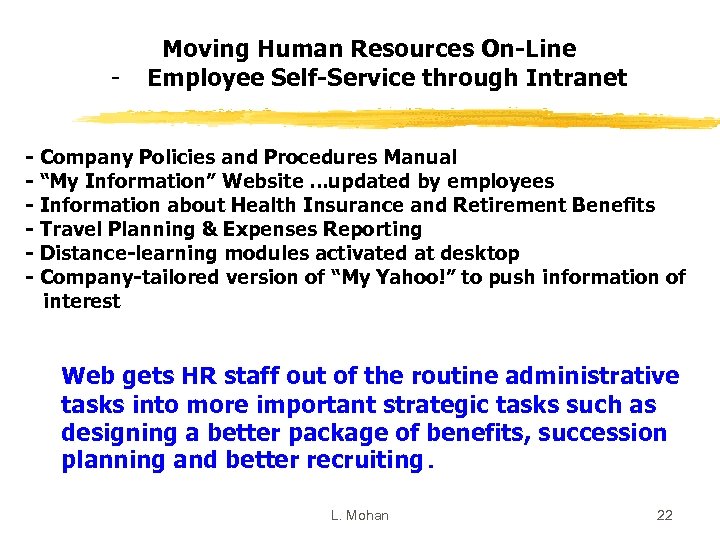 - Moving Human Resources On-Line Employee Self-Service through Intranet - Company Policies and Procedures