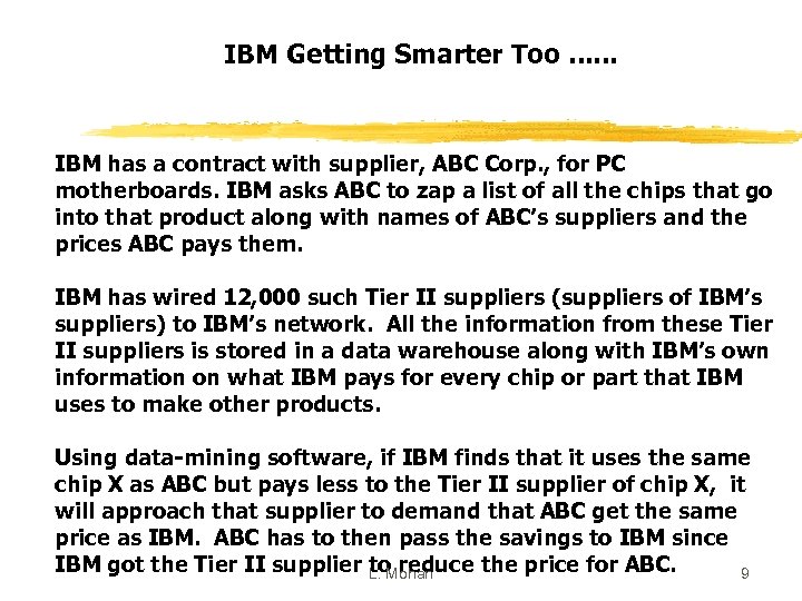 IBM Getting Smarter Too. . . IBM has a contract with supplier, ABC Corp.