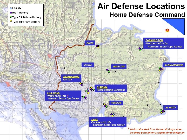 Air Defense Locations Facility HQ-1 Battery Home Defense Command Type 59 100 mm Battery