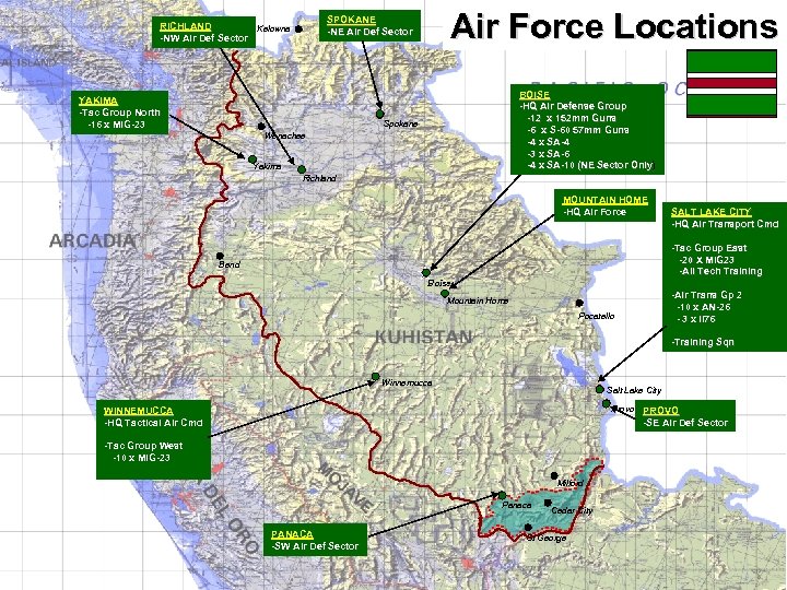 Air Force Locations SPOKANE -NE Air Def Sector RICHLAND Kelowna -NW Air Def Sector