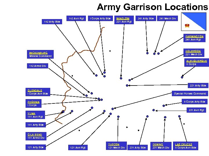 Army Garrison Locations 102 Avn Rgt 102 Arty Bde I Corps Arty Bde WINSLOW