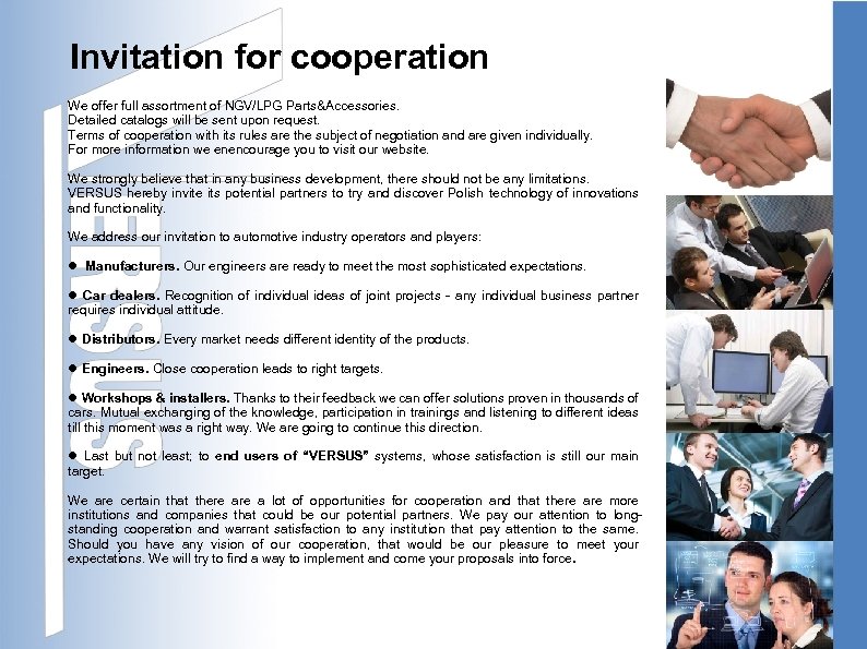 Invitation for cooperation We offer full assortment of NGV/LPG Parts&Accessories. Detailed catalogs will be