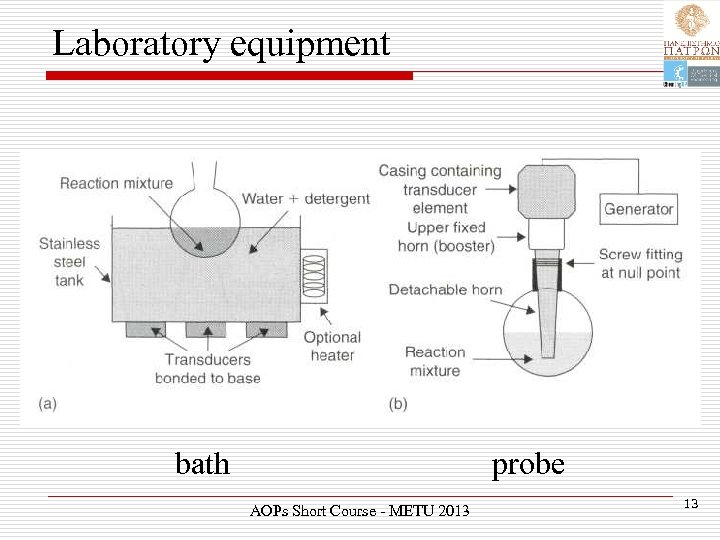 Laboratory equipment probe bath AOPs Short Course - METU 2013 13 