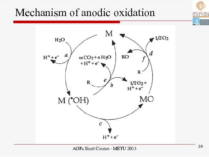 Mechanism of anodic oxidation AOPs Short Course - METU 2013 59 