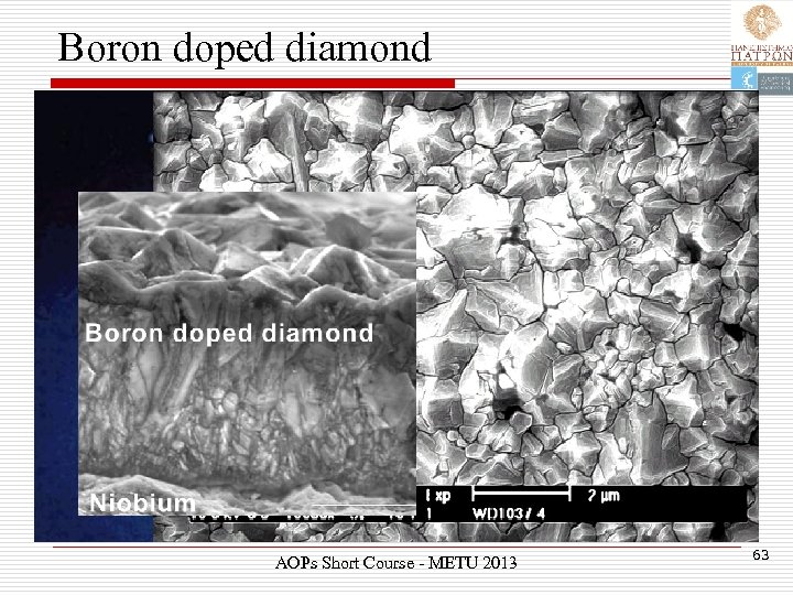 Boron doped diamond AOPs Short Course - METU 2013 63 