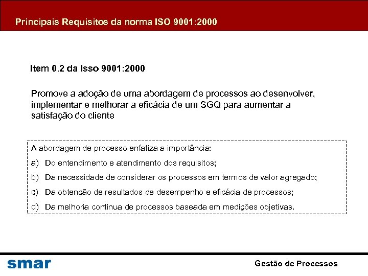 Principais Requisitos da norma ISO 9001: 2000 Item 0. 2 da Isso 9001: 2000