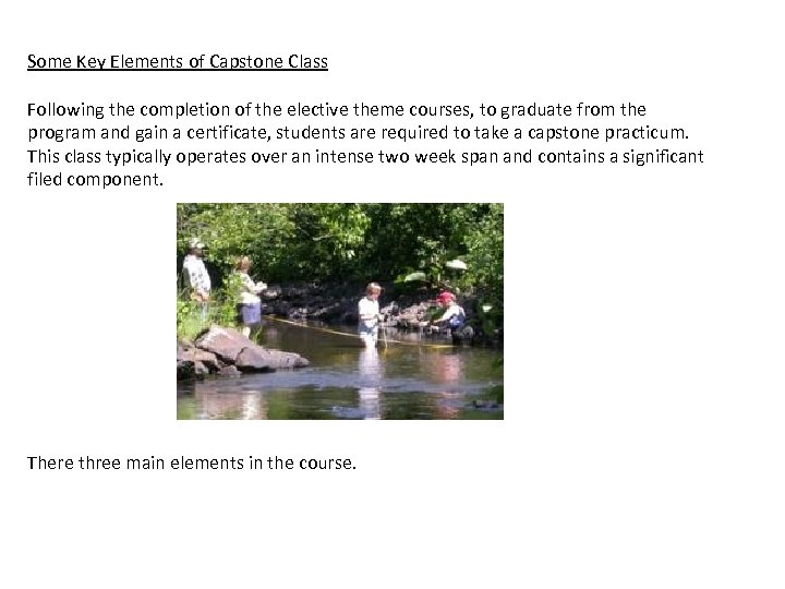 Some Key Elements of Capstone Class Following the completion of the elective theme courses,