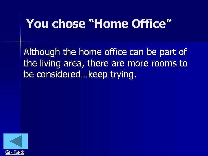 You chose “Home Office” Although the home office can be part of the living