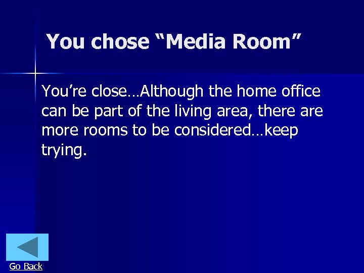 You chose “Media Room” You’re close…Although the home office can be part of the