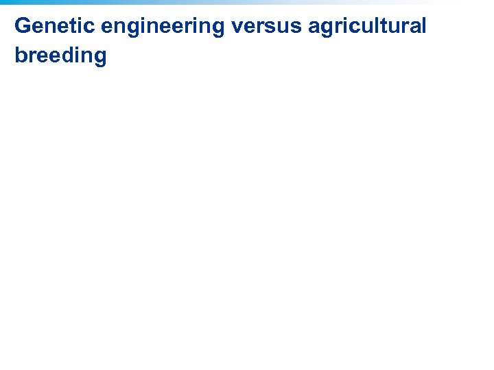 Genetic engineering versus agricultural breeding 