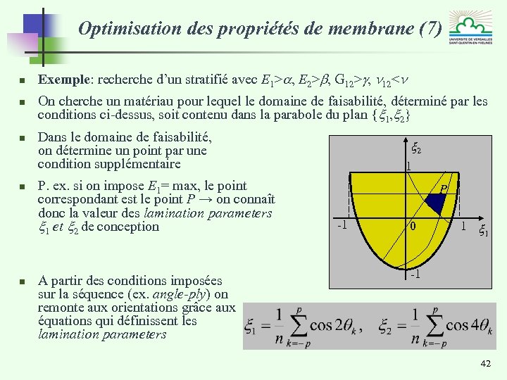 Optimisation des propriétés de membrane (7) n n n Exemple: recherche d’un stratifié avec