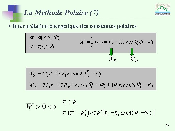La Méthode Polaire (7) § Interprétation énergétique des constantes polaires s = s( R,