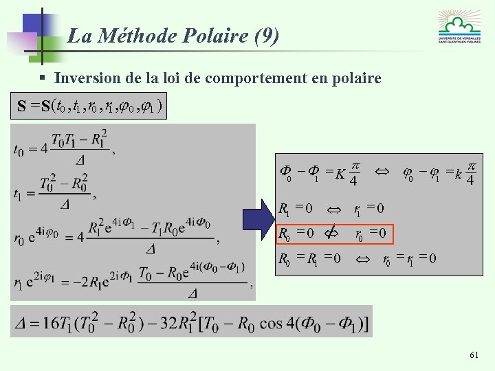 La Méthode Polaire (9) § Inversion de la loi de comportement en polaire S