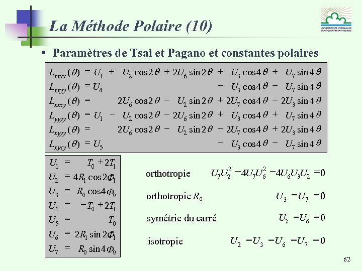 La Méthode Polaire (10) § Paramètres de Tsai et Pagano et constantes polaires Lxxxx