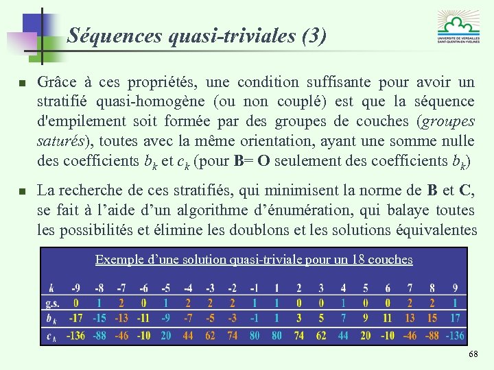 Séquences quasi-triviales (3) n n Grâce à ces propriétés, une condition suffisante pour avoir