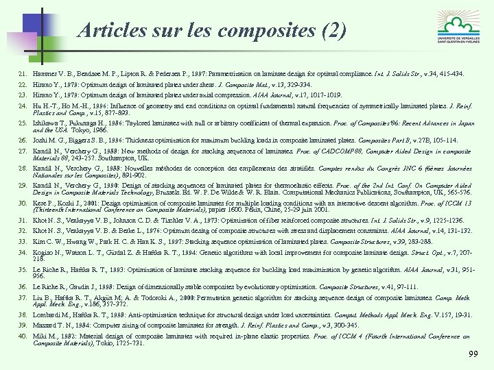 Articles sur les composites (2) 21. 22. 23. 24. Hammer V. B. , Bendsøe