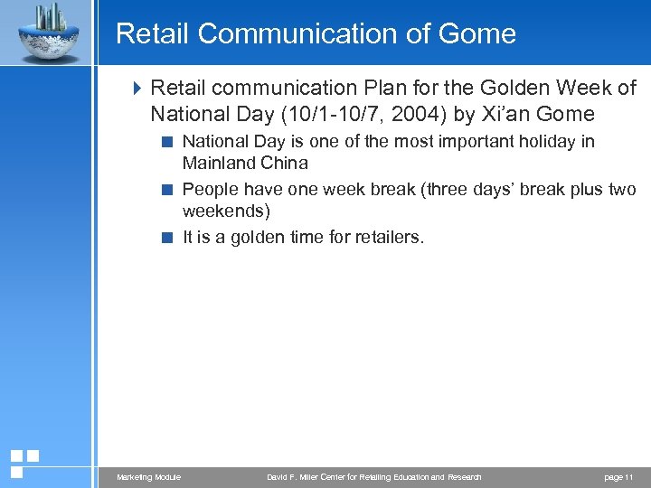 Retail Communication of Gome 4 Retail communication Plan for the Golden Week of National