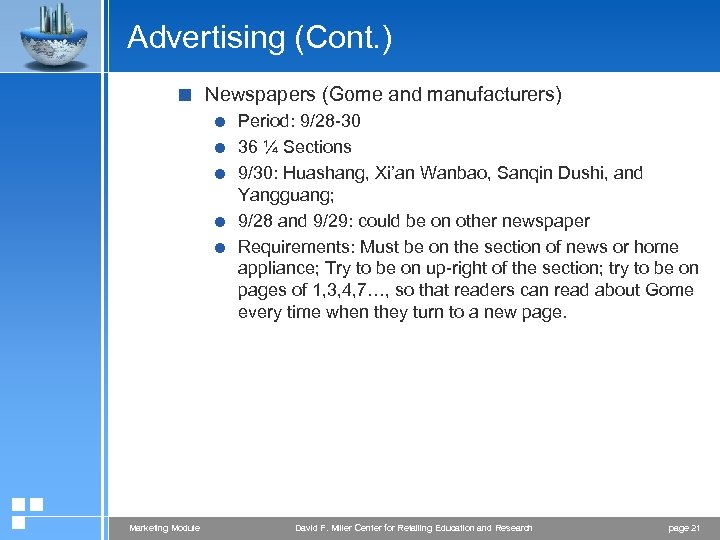 Advertising (Cont. ) < Newspapers (Gome and manufacturers) = Period: 9/28 -30 = 36