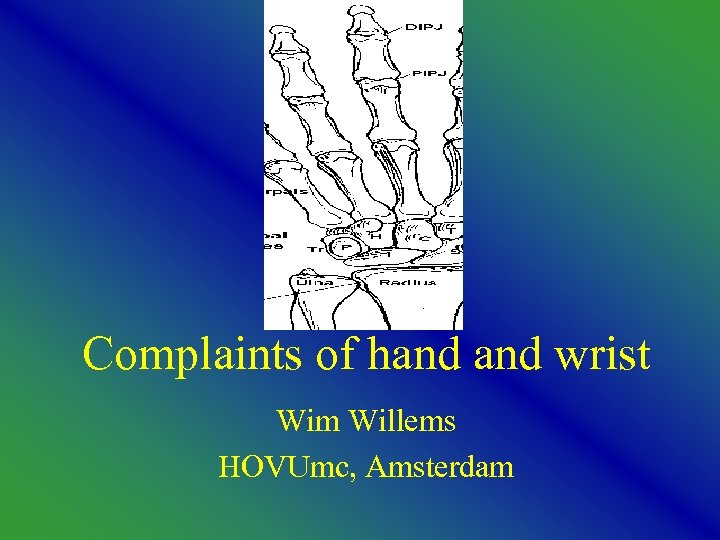 Complaints of hand wrist Wim Willems HOVUmc, Amsterdam 