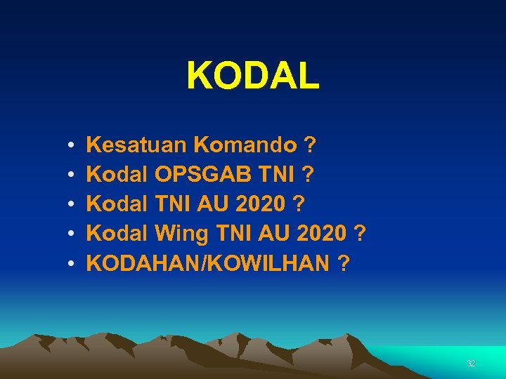KODAL • • • Kesatuan Komando ? Kodal OPSGAB TNI ? Kodal TNI AU
