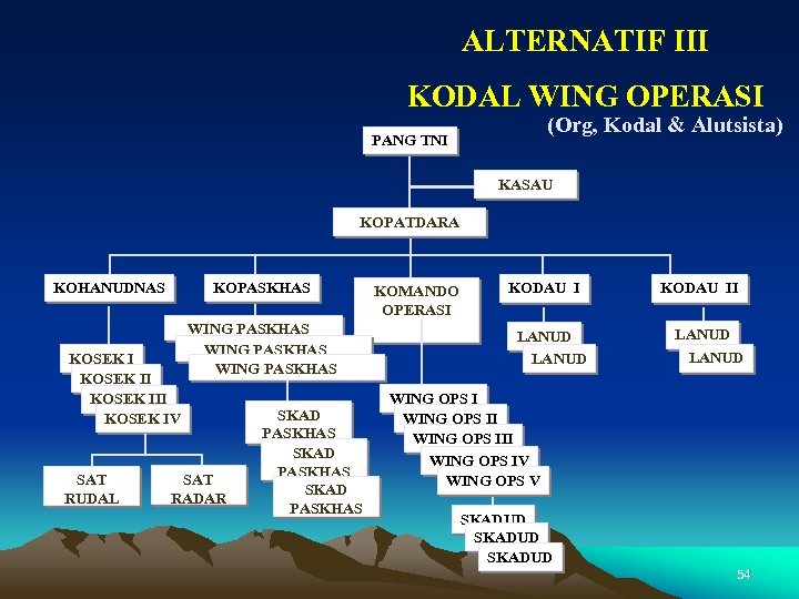 ALTERNATIF III KODAL WING OPERASI (Org, Kodal & Alutsista) PANG TNI KASAU KOPATDARA KOHANUDNAS