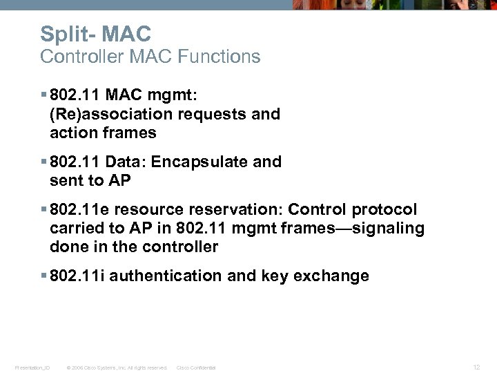 Split- MAC Controller MAC Functions § 802. 11 MAC mgmt: (Re)association requests and action