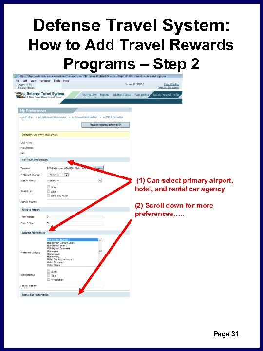 Defense Travel System: How to Add Travel Rewards Programs – Step 2 (1) Can