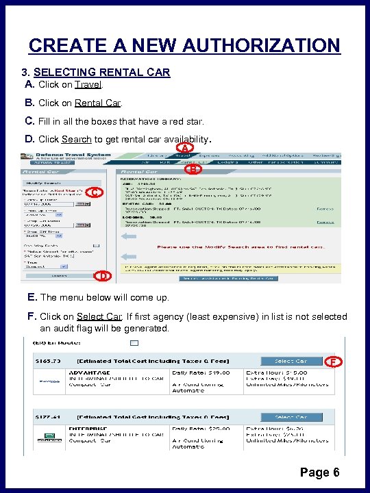 CREATE A NEW AUTHORIZATION 3. SELECTING RENTAL CAR A. Click on Travel. B. Click