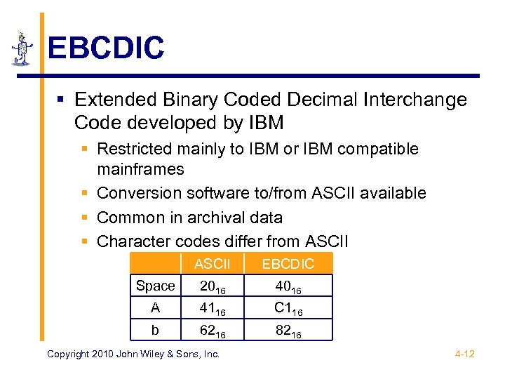 EBCDIC § Extended Binary Coded Decimal Interchange Code developed by IBM § Restricted mainly