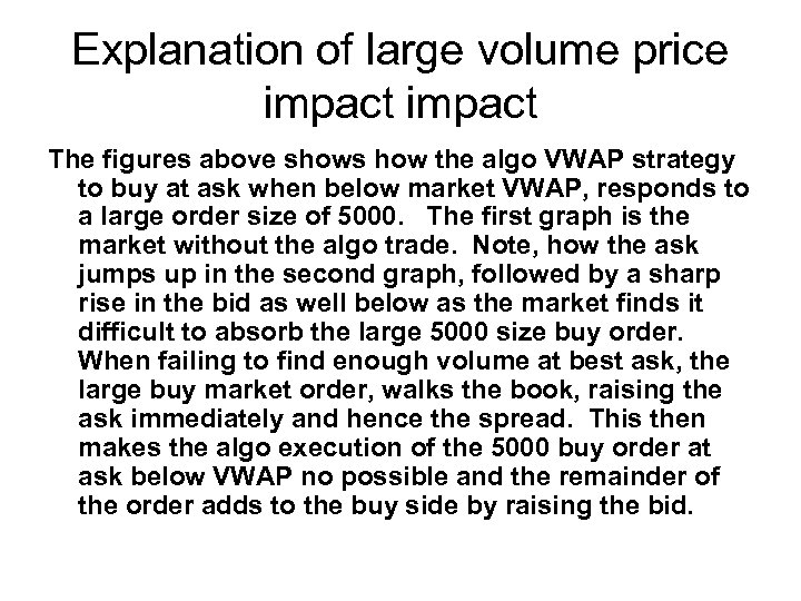 Explanation of large volume price impact The figures above shows how the algo VWAP